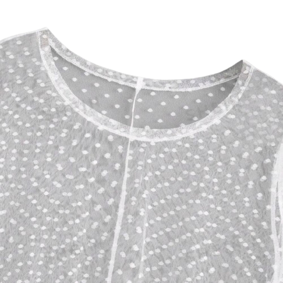 WHITE ☆ SWISS DOT ☆ TULLE ☆ SHEER TIERED MIDI DRESS ☆ NWT - Picture 4 of 7